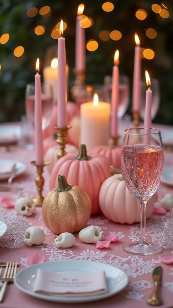 pink spooky chic table settings
