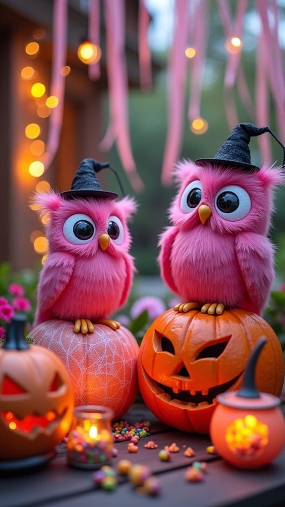 playful halloween owl decor