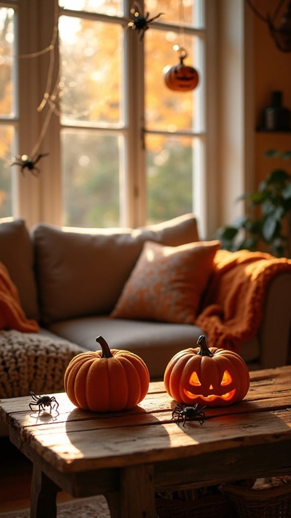 playful halloween spider decor