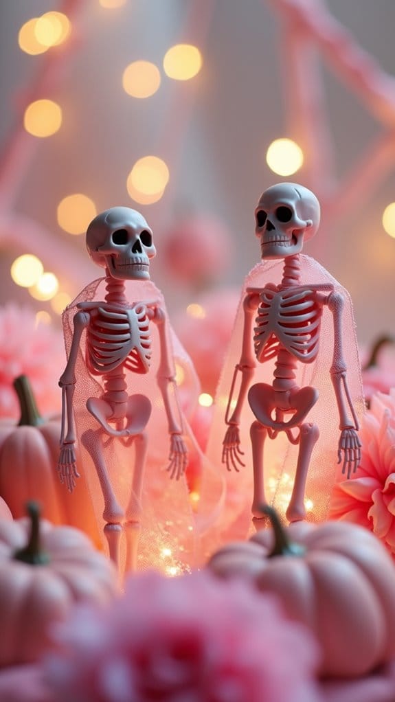 playful pink skeleton decor