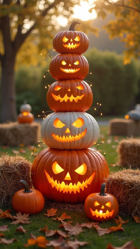 playful pumpkin stack decor