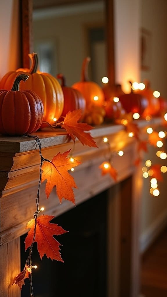 pumpkin and autumn leaves