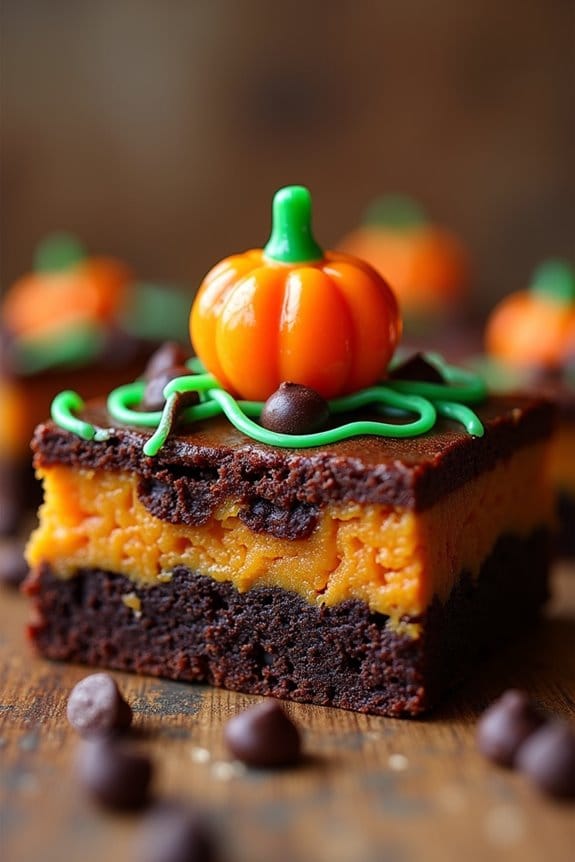 pumpkin brownies with decorations