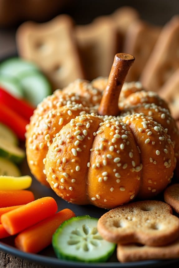 pumpkin shaped cheese ball appetizer