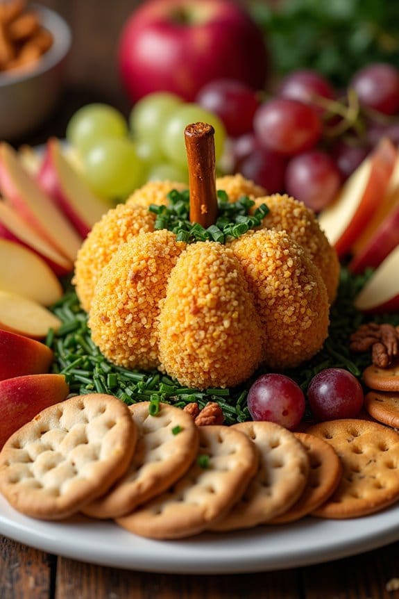 pumpkin shaped cheese platter delight