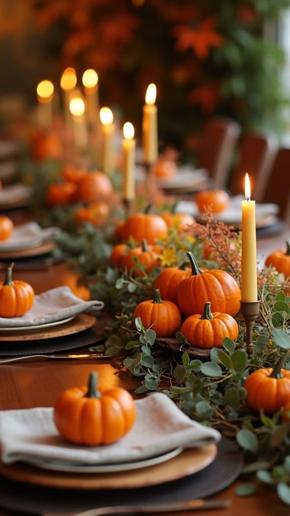 pumpkin themed cozy dining setup