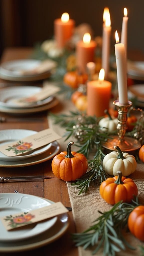 pumpkin themed fall table settings