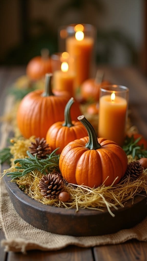 rustic fall pumpkin centerpiece