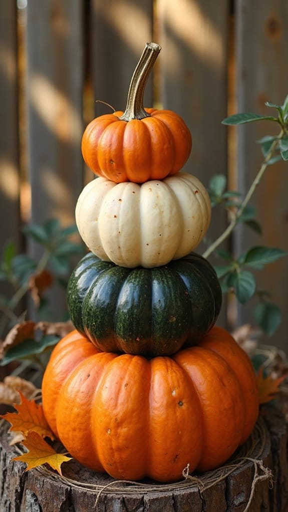 rustic pumpkin decor stacks