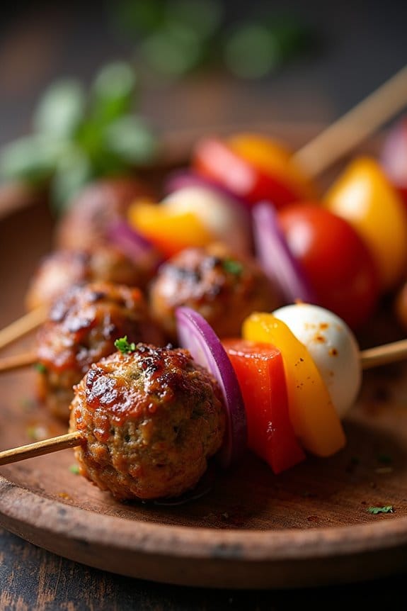 savory halloween meatball skewers