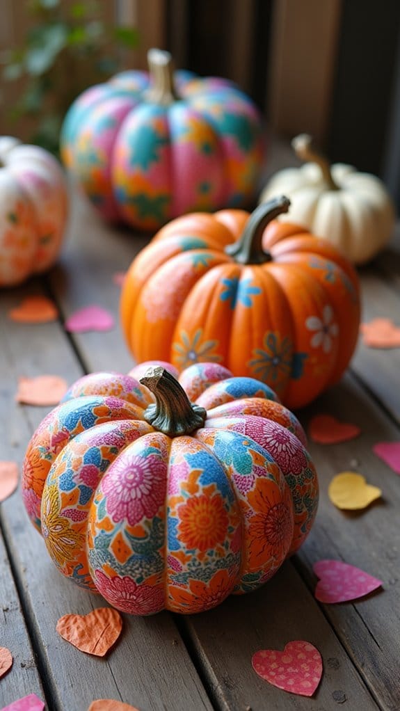 scrapbook paper pumpkin decor