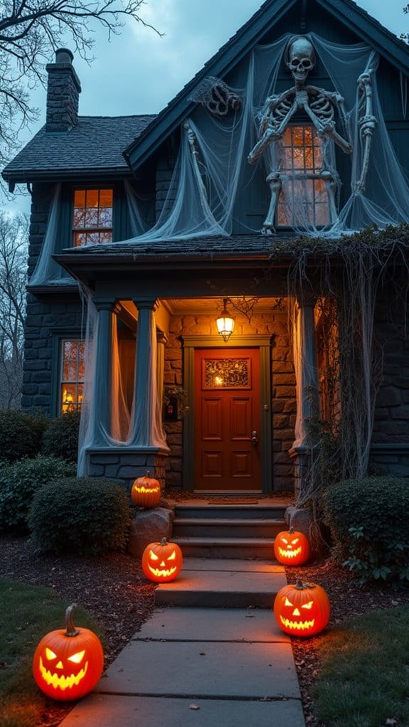 skeletons enhance halloween decor