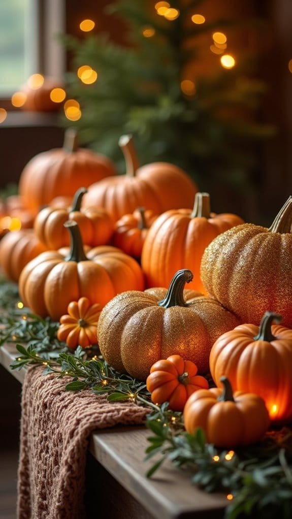 sparkling autumn pumpkin decor