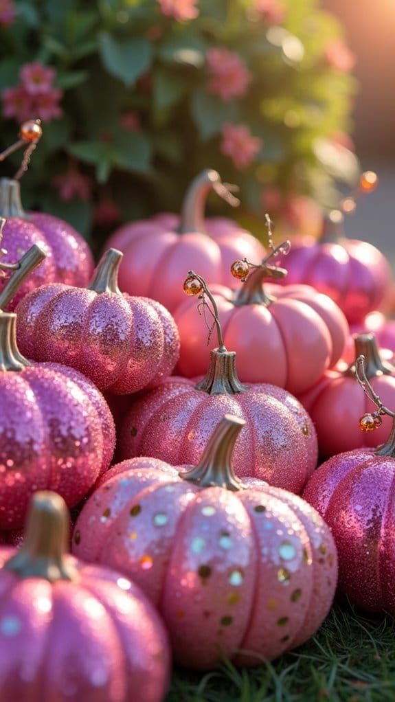 sparkling pink sequin pumpkins