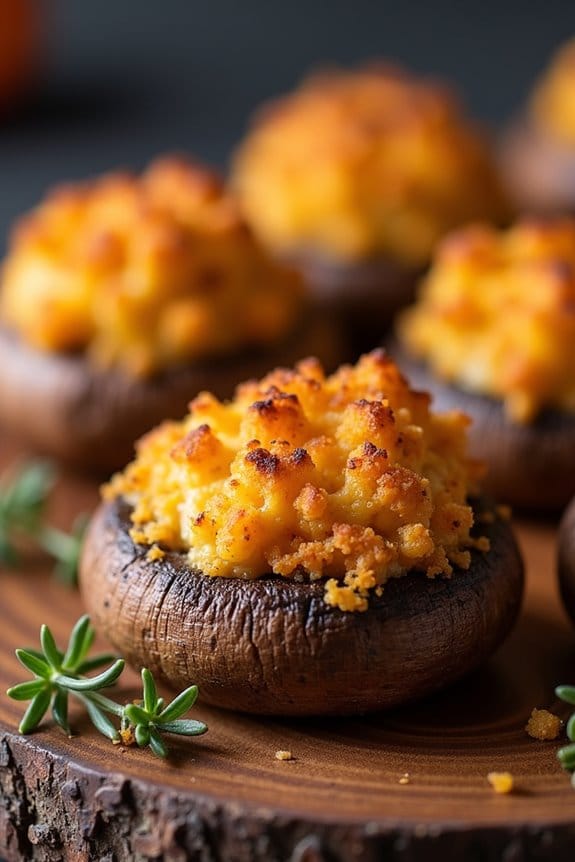 spicy pumpkin cheese stuffed mushrooms