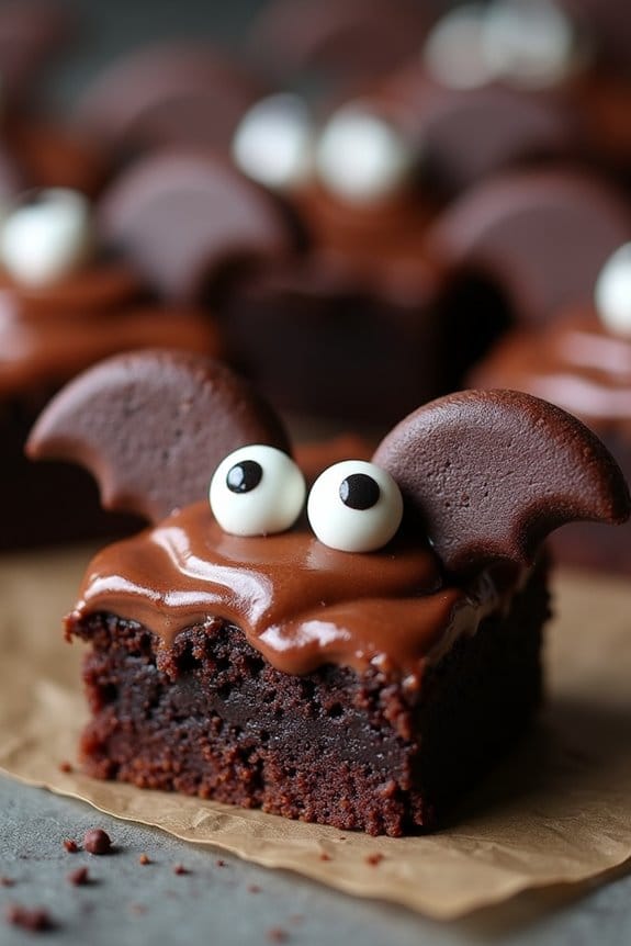 spooky bat themed brownie bites