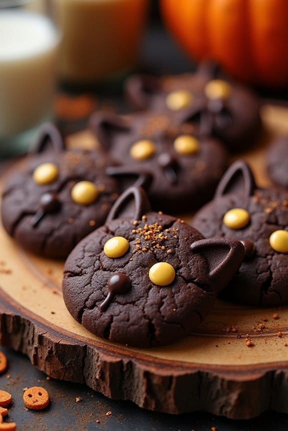 spooky black cat cookies