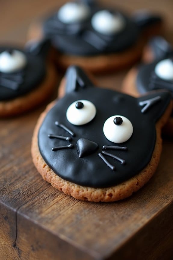 spooky black cat cookies