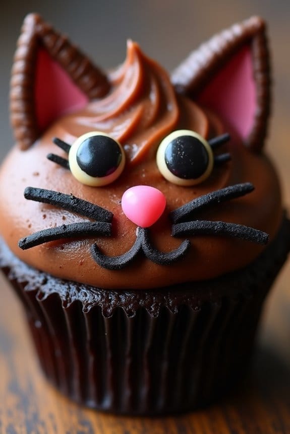 spooky black cat cupcakes