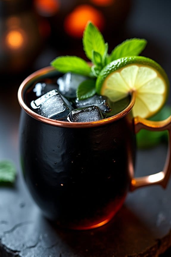 spooky black vodka cocktail
