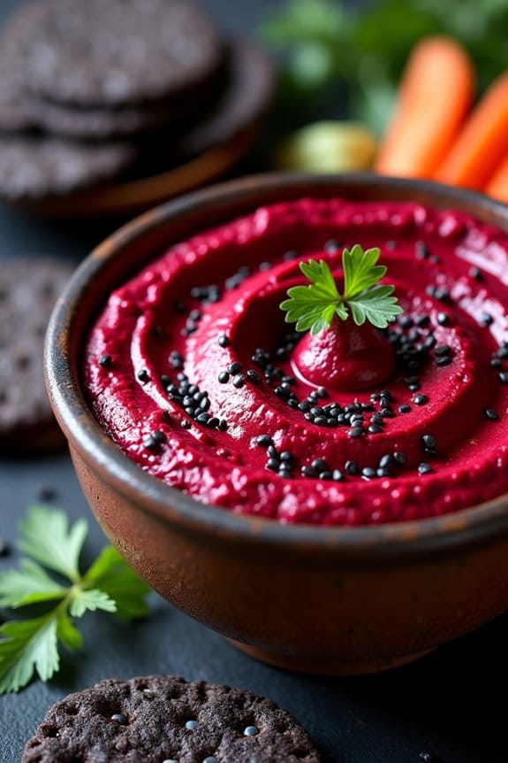 spooky blood red beet hummus