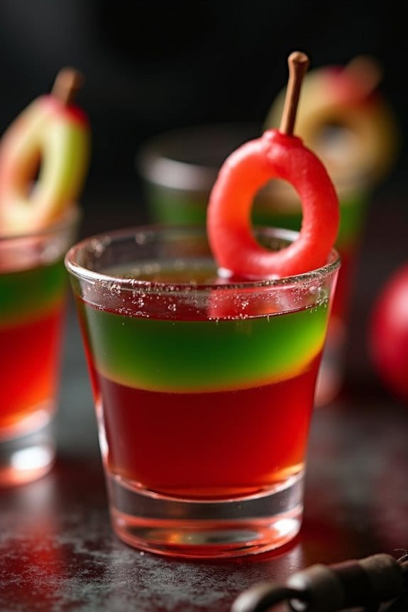 spooky bourbon apple jello shots