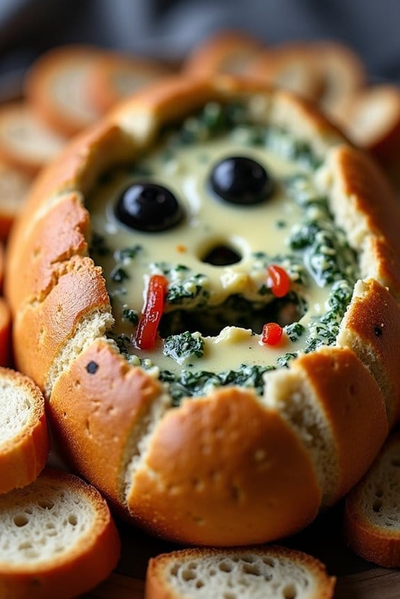 spooky cheesy spinach dip