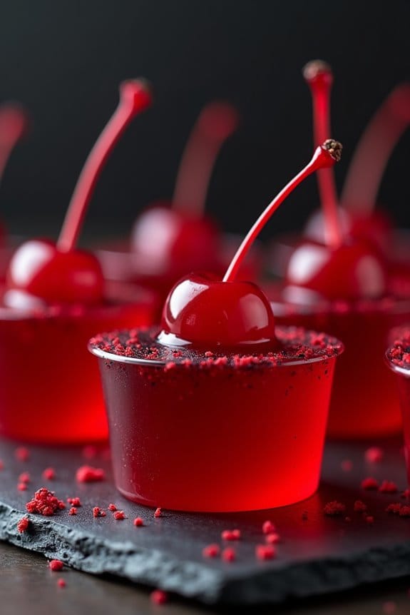 spooky cherry bomb jello shots