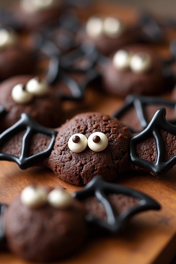 spooky chocolate bat cookies