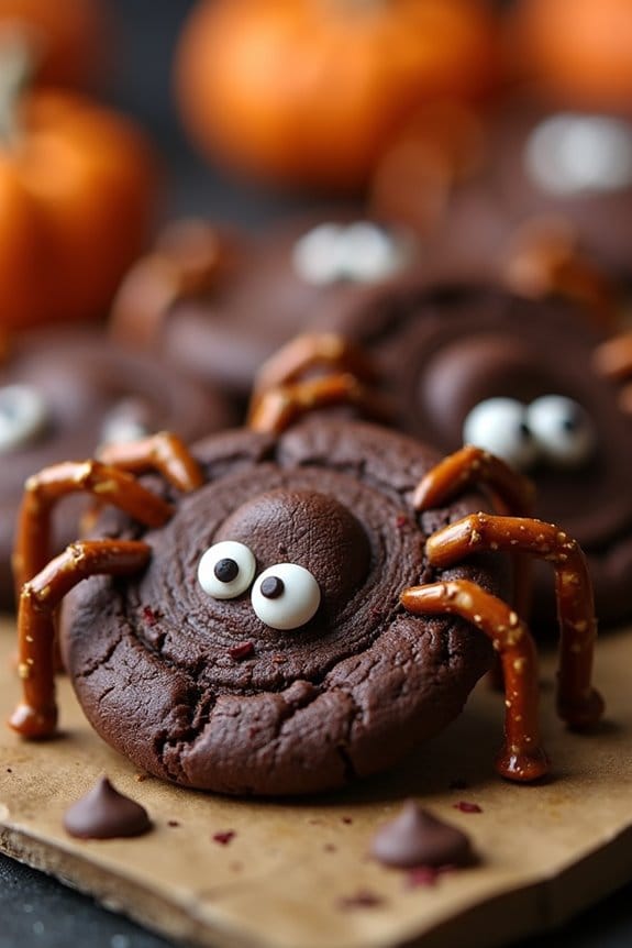 spooky chocolate spider cookies