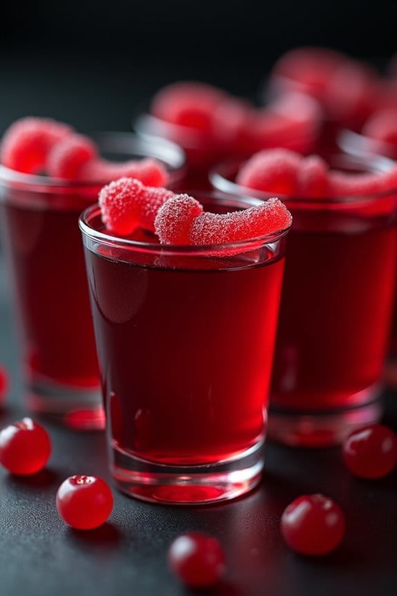 spooky crimson cranberry shots