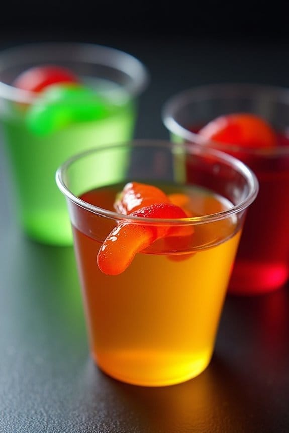 spooky gelatin treats with worms