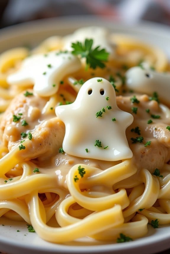 spooky ghostly chicken alfredo