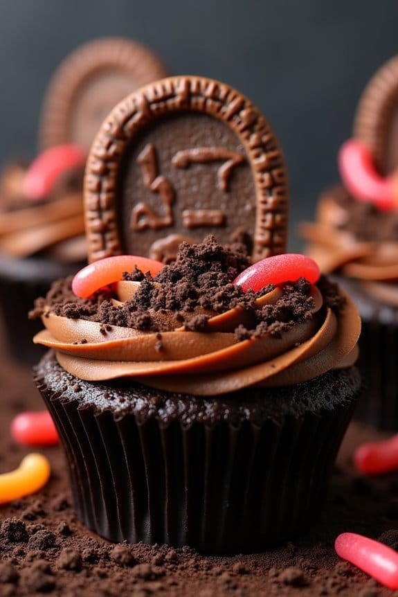 spooky graveyard themed cupcakes