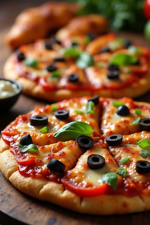 spooky halloween chicken pizzas