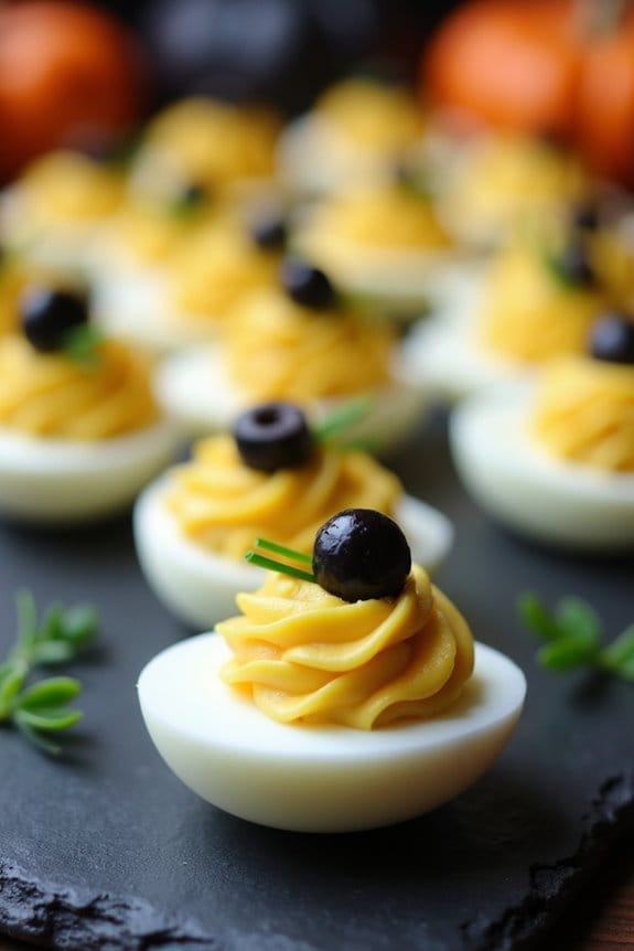 spooky halloween deviled eggs