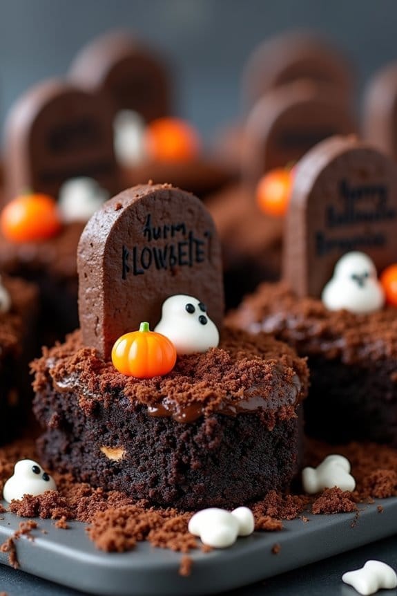 spooky halloween graveyard brownies