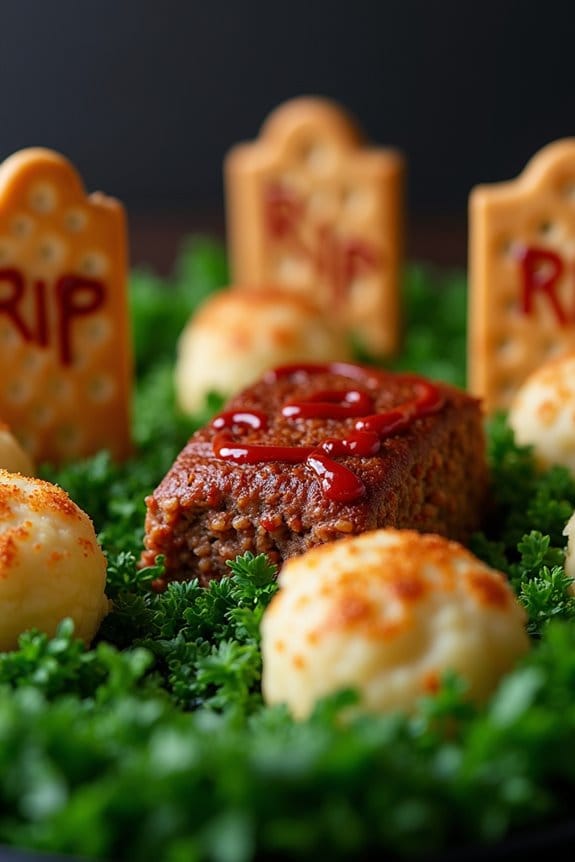 spooky halloween meatloaf centerpiece
