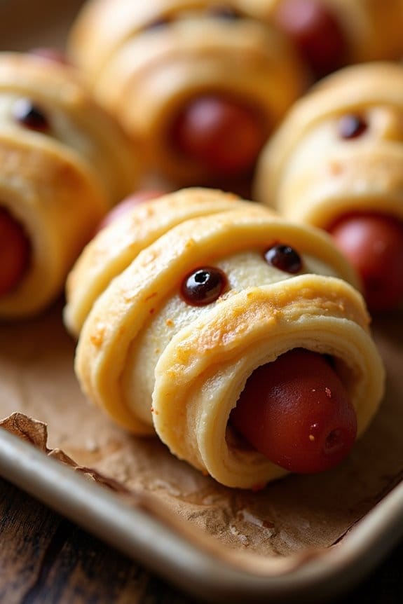spooky halloween mummy hot dogs