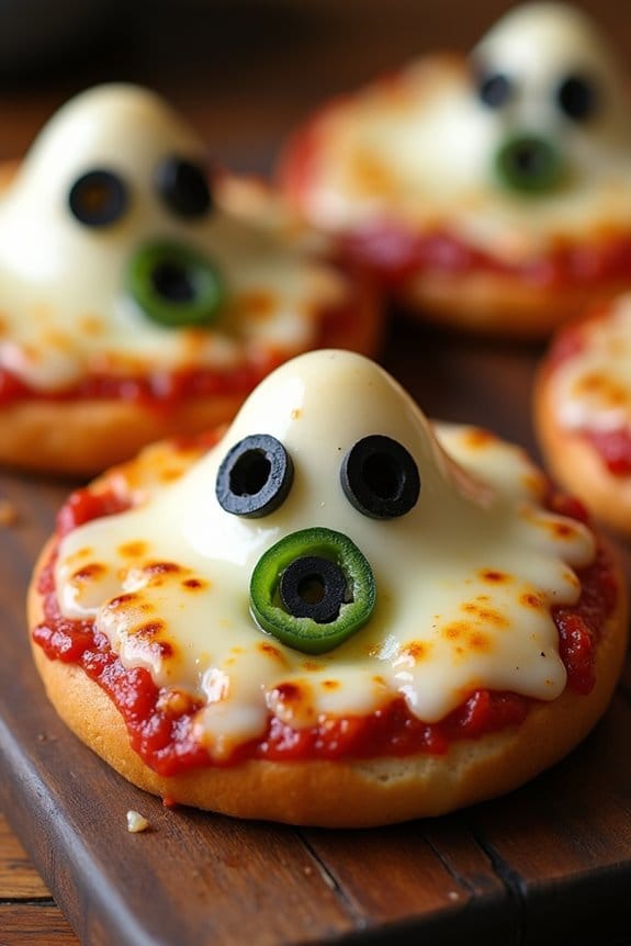 spooky halloween pizza bagels
