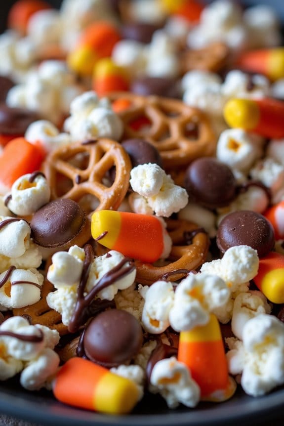 spooky halloween popcorn mix