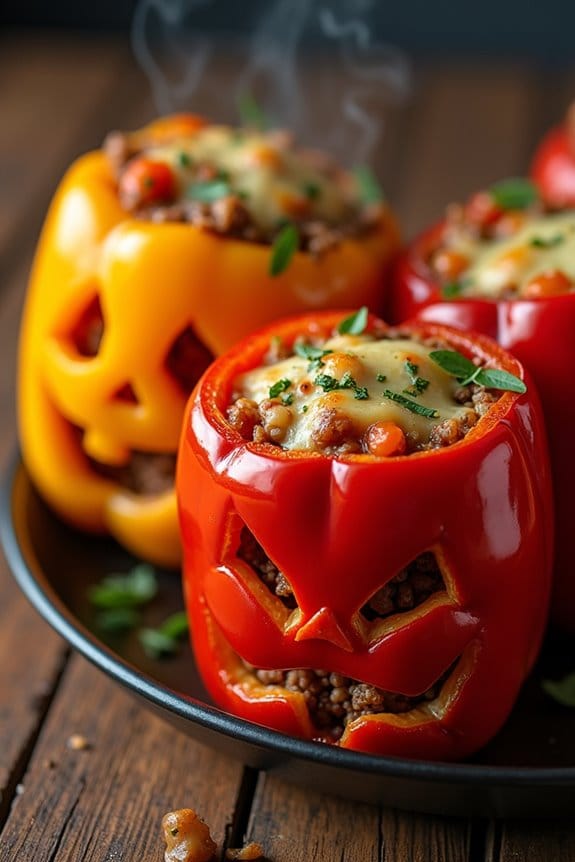 spooky halloween stuffed peppers