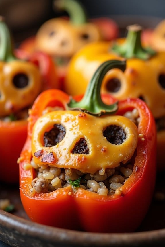 spooky halloween stuffed peppers