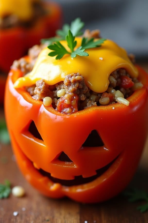 spooky halloween stuffed peppers