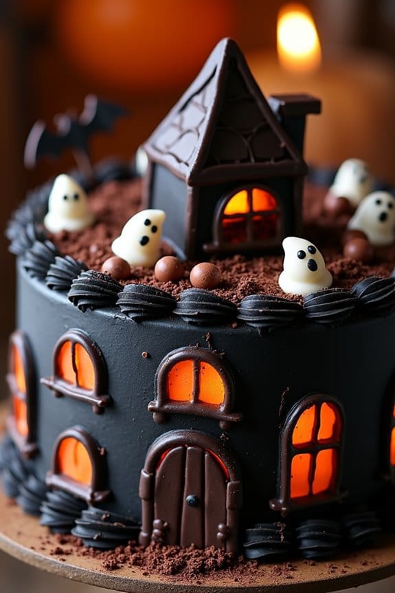spooky haunted house cake