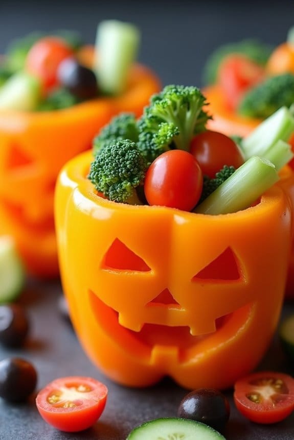 spooky jack o lantern veggie cups