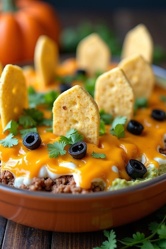 spooky layered taco dip