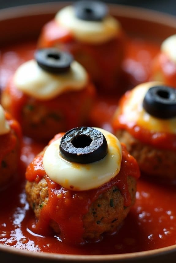 spooky meatballs with cheese