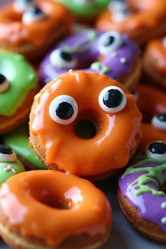 spooky monster eye donuts