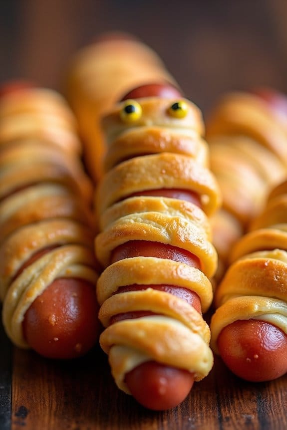 spooky mummy hot dogs